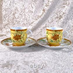 Hermes Paris Demitasse Cup & Saucer La Siesta Porcelain Tableware 2 Sets