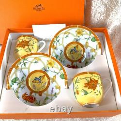 Hermes Paris Demitasse Cup & Saucer La Siesta Porcelain Tableware 2 Sets withBox