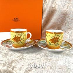 Hermes Paris Demitasse Cup & Saucer La Siesta Porcelain Tableware 2 Sets withBox