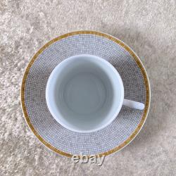 Hermes Paris Demitasse Cup Saucer Mosaique au 24 Gold Porcelain Tableware withBox