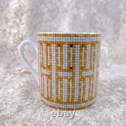 Hermes Paris Demitasse Cup Saucer Mosaique au 24 Gold Porcelain Tableware withBox