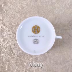 Hermes Paris Demitasse Cup Saucer Mosaique au 24 Gold Porcelain Tableware withBox