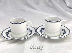 Hermes Paris Demitasse Cup Saucer Pair Sets CHAINE D'ANCRE BLUE NEW Without Box