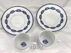 Hermes Paris Demitasse Cup Saucer Pair Sets CHAINE D'ANCRE BLUE NEW Without Box