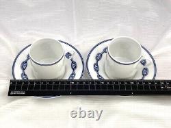 Hermes Paris Demitasse Cup Saucer Pair Sets CHAINE D'ANCRE BLUE NEW Without Box