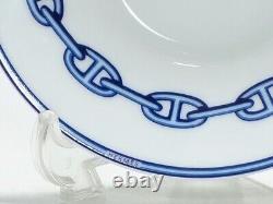 Hermes Paris Demitasse Cup & Saucer Pair Sets CHAINE D'ANCRE BLUE with Box