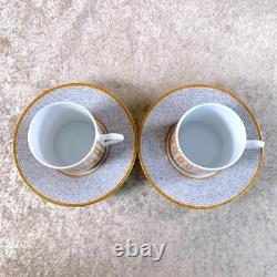 Hermes Paris Demitasse Cup and Saucer Mosaique Au 24 Gold 2 Sets Tableware