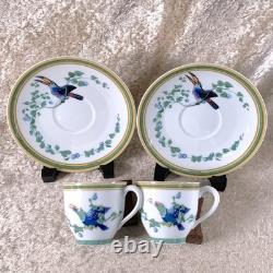 Hermes Paris Demitasse Cup and Saucer Toucans Toucan Porcelain 2 Sets