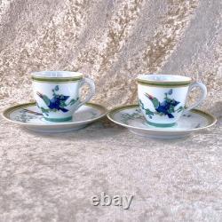 Hermes Paris Demitasse Cup and Saucer Toucans Toucan Porcelain 2 Sets