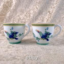 Hermes Paris Demitasse Cup and Saucer Toucans Toucan Porcelain 2 Sets