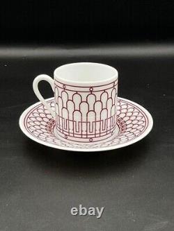 Hermes Paris H Deco Rouge Red Demitasse Coffee Cup & Saucer Unused