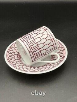 Hermes Paris H Deco Rouge Red Demitasse Coffee Cup & Saucer Unused