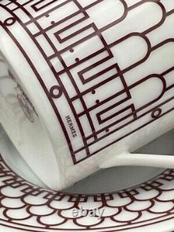 Hermes Paris H Deco Rouge Red Demitasse Coffee Cup & Saucer Unused