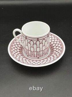 Hermes Paris H Deco Rouge Red Demitasse Coffee Cup & Saucer Unused