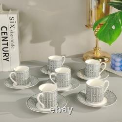 Hermes Paris Porcelain Espresso Cup & Saucer Set 6 Cups Luxury Coffee Set