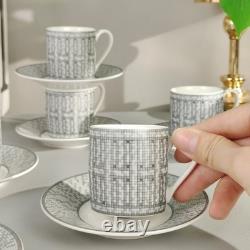 Hermes Paris Porcelain Espresso Cup & Saucer Set 6 Cups Luxury Coffee Set
