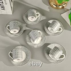 Hermes Paris Porcelain Espresso Cup & Saucer Set 6 Cups Luxury Coffee Set
