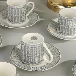 Hermes Paris Porcelain Espresso Cup & Saucer Set 6 Cups Luxury Coffee Set