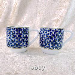 Hermes Paris Tie Set Demitasse Cup & Saucer Porcelain Tableware 2 Sets with Case