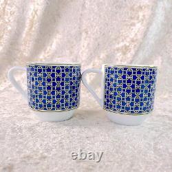 Hermes Paris Tie Set Demitasse Cup & Saucer Porcelain Tableware 2 Sets with Case