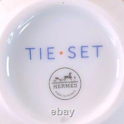 Hermes Paris Tie Set Demitasse Cup & Saucer Porcelain Tableware 2 Sets with Case