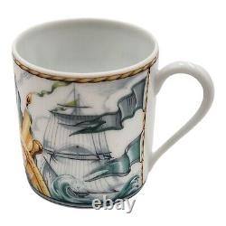 Hermes Patchwork Espresso Bourrasque Cup and 2 Saucer Coffee Demitasse Nautical