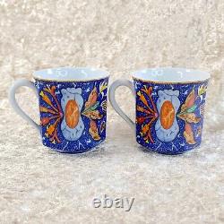 Hermes Pierres d'Orient et d'Occident Demitasse Coffee Cup Saucer x 2 Sets