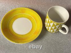 Hermes Yellow Porcelain Demitasse 8 Cup and Saucer Set