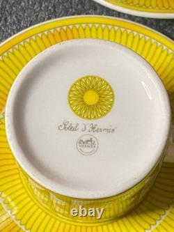 Hermes Yellow Porcelain Demitasse 8 Cup and Saucer Set