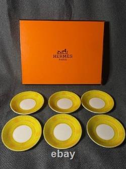 Hermes Yellow Porcelain Demitasse 8 Cup and Saucer Set
