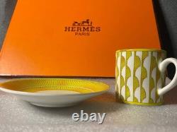 Hermes Yellow Porcelain Demitasse 8 Cup and Saucer Set