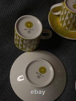 Hermes Yellow Porcelain Demitasse 8 Cup and Saucer Set