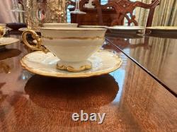 Hutschenreuter Porcelain Demitasse Cups And Saucers. Gold Trim. 8 Sets