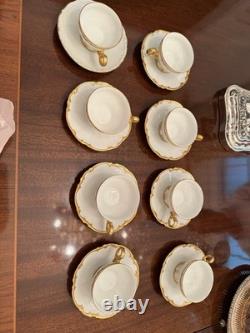 Hutschenreuter Porcelain Demitasse Cups And Saucers. Gold Trim. 8 Sets