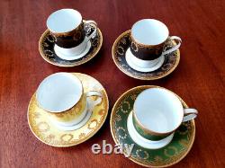 Hutschenreuther Lorenz JHR Germany 4 Demitasse Espresso Cups & Saucers Vintage