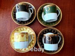 Hutschenreuther Lorenz JHR Germany 4 Demitasse Espresso Cups & Saucers Vintage