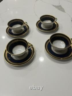 Hutschenreuther Monarch Pattern Footed Demitasse Set Of 4 Cups And 4 Saucers