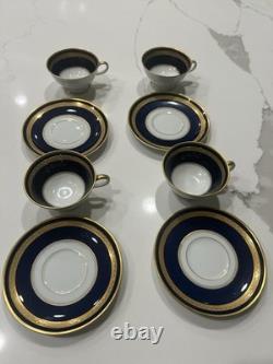 Hutschenreuther Monarch Pattern Footed Demitasse Set Of 4 Cups And 4 Saucers