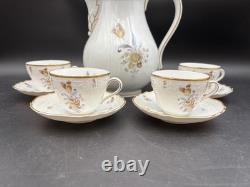 Hutschenreuther SAXONY Germany Coffee Pot & (4) Demitasse Cups & Saucers
