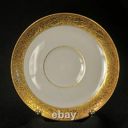 Hutschenreuther Set of 7 Demitasse Cups Saucers 1925-1939 White withEncrusted Gold