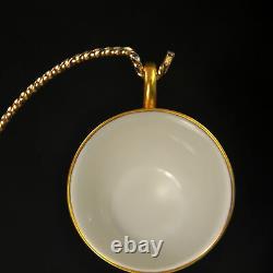 Hutschenreuther Set of 7 Demitasse Cups Saucers 1925-1939 White withEncrusted Gold