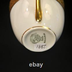 Hutschenreuther Set of 7 Demitasse Cups Saucers 1925-1939 White withEncrusted Gold