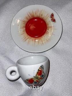 ILLY Espresso Demitasse 5 Cups 5 Saucers KIKI SMITH Butterflies ITALY