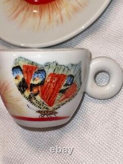 ILLY Espresso Demitasse 5 Cups 5 Saucers KIKI SMITH Butterflies ITALY