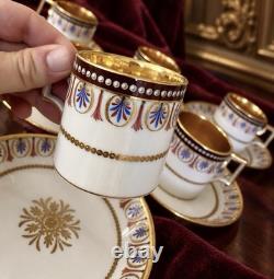 Imperial Royal Vienna Porcelain Demitasse Cup Saucer Set 6 Sorgenthal 1798 Gold