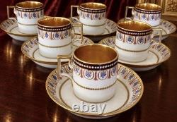 Imperial Royal Vienna Porcelain Demitasse Cup Saucer Set 6 Sorgenthal 1798 Gold