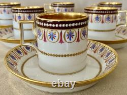 Imperial Royal Vienna Porcelain Demitasse Cup Saucer Set 6 Sorgenthal 1798 Gold