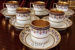 Imperial Royal Vienna Porcelain Demitasse Cup Saucer Set 6 Sorgenthal 1798 Gold