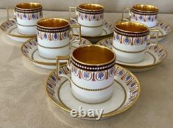 Imperial Royal Vienna Porcelain Demitasse Cup Saucer Set 6 Sorgenthal 1798 Gold