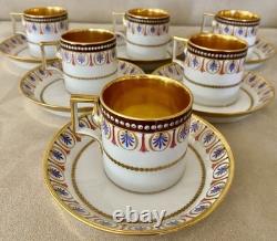 Imperial Royal Vienna Porcelain Demitasse Cup Saucer Set 6 Sorgenthal 1798 Gold